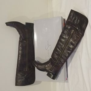Jessica Simpson Rugged Dk. Brown Spanish Leather Over-the-Knee Boots